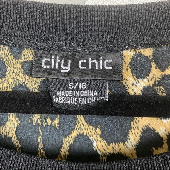 City Chic Animal Print Crepe Shift Mini Dress Sz.S(16) - Picture 5 of 12